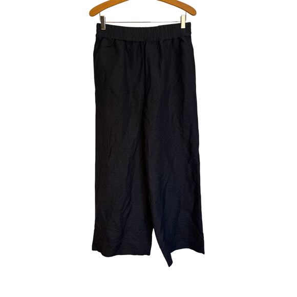 Evereve Peyton Jensen Wide Leg Linen Pants Black Coastal Flowy Breathable Size S - Picture 1 of 8